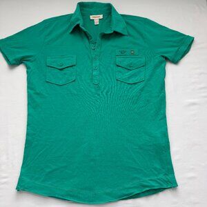 Diesel Green Polo Shirt Womens Size S Y2K Style Button Front Casual Top